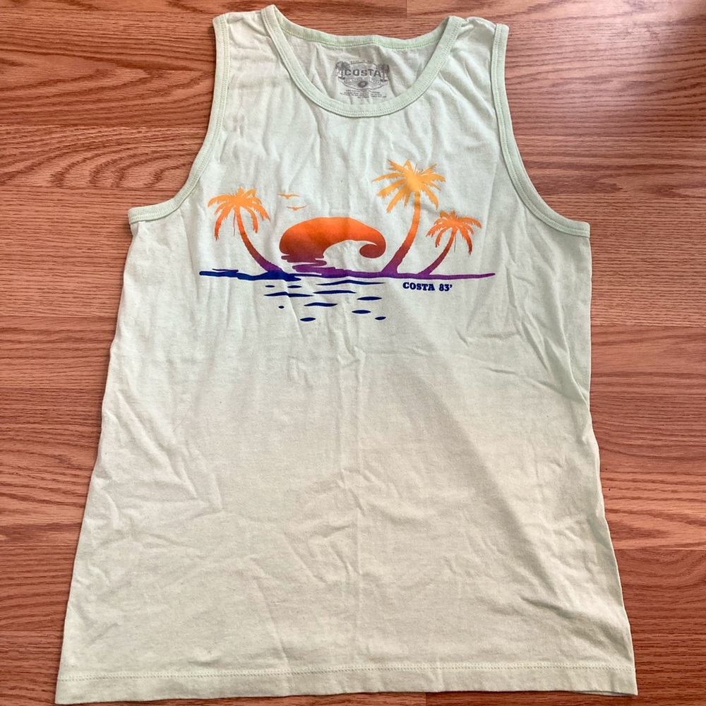 Costa tank top light lime green sunset tank top costa Del Mar